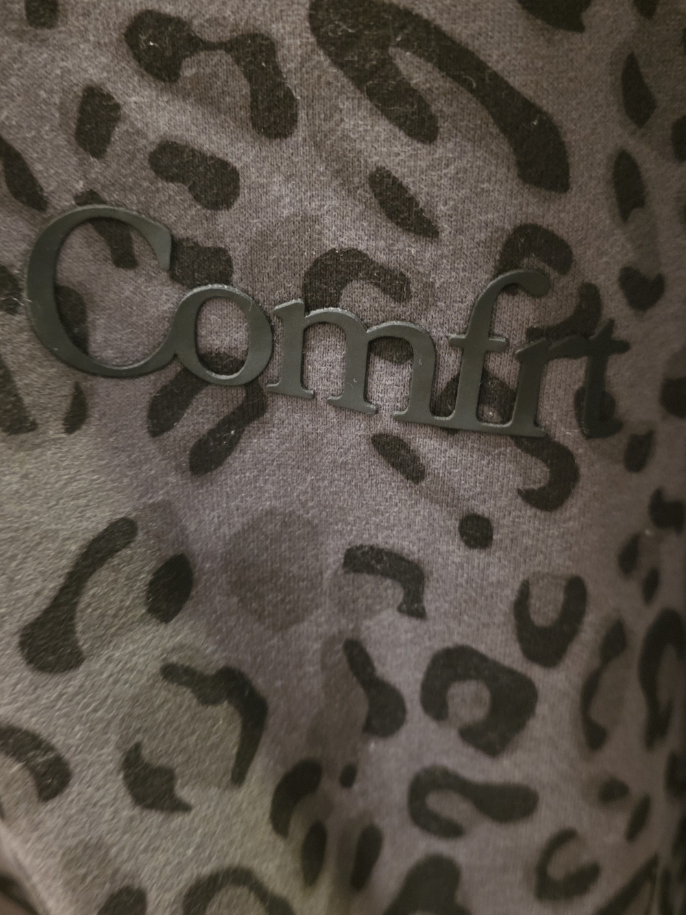 Grey Leopard Print Hooded Pullover Sweatshirt - Picture 3 of 5